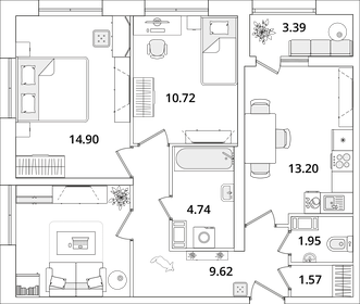 Квартира 68,7 м², 3-комнатная - изображение 1