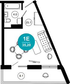 Квартира 35,2 м², 1-комнатные - изображение 1
