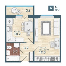 Квартира 40,7 м², 1-комнатная - изображение 1