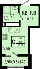 Квартира 17,4 м², студия - изображение 1