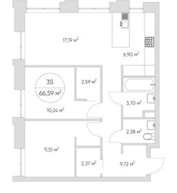Квартира 66,6 м², 3-комнатные - изображение 1