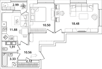 55,3 м², 2-комнатная квартира 14 200 000 ₽ - изображение 80