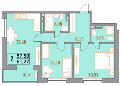 63 м², 3-комнатная квартира 5 500 000 ₽ - изображение 37