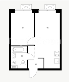 Квартира 32,4 м², 1-комнатная - изображение 1