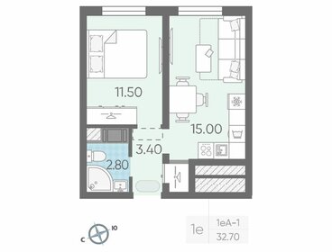 30,7 м², 1-комнатная квартира 6 220 500 ₽ - изображение 56