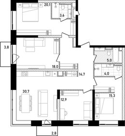 Квартира 126,2 м², 4-комнатная - изображение 1