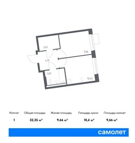 Квартира 32,4 м², 1-комнатная - изображение 1