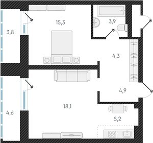 51,4 м², 2-комнатная квартира 6 990 000 ₽ - изображение 74
