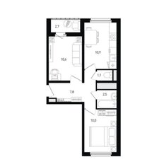 Квартира 43,9 м², 2-комнатная - изображение 3