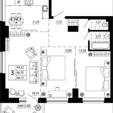 Квартира 68,2 м², 3-комнатная - изображение 3