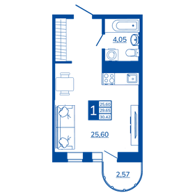 Квартира 30 м², 1-комнатная - изображение 1