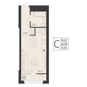 Квартира 25,7 м², студия - изображение 1