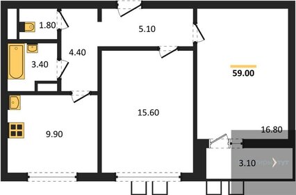 59,2 м², 2-комнатная квартира 7 000 000 ₽ - изображение 47