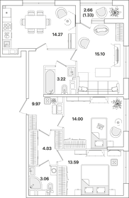 Квартира 79,4 м², 3-комнатная - изображение 1