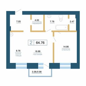 Квартира 64,8 м², 2-комнатная - изображение 1