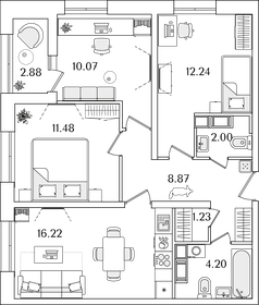 90,1 м², 3-комнатная квартира 23 023 200 ₽ - изображение 27