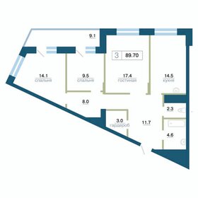 Квартира 89,7 м², 3-комнатная - изображение 1