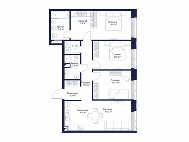 Квартира 86,5 м², 3-комнатная - изображение 1