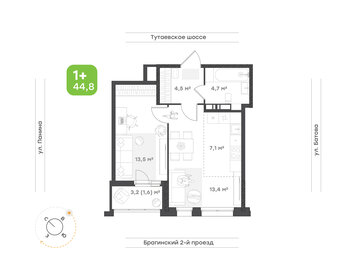 Квартира 44,8 м², 2-комнатная - изображение 1