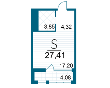 Квартира 27,4 м², студия - изображение 1