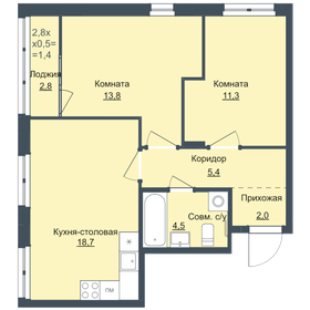 54 м², 2-комнатная квартира 6 600 000 ₽ - изображение 30