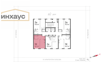 Квартира 42,4 м², 1-комнатная - изображение 2