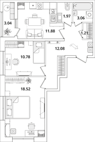 Квартира 61 м², 2-комнатная - изображение 1