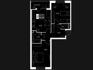 Квартира 66,3 м², 2-комнатная - изображение 1
