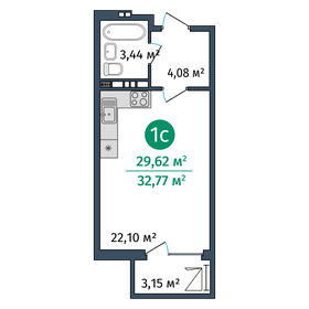 28 м², 1-комнатная квартира 3 400 000 ₽ - изображение 76