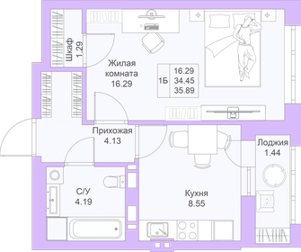 35,9 м², 1-комнатная квартира 8 254 700 ₽ - изображение 23