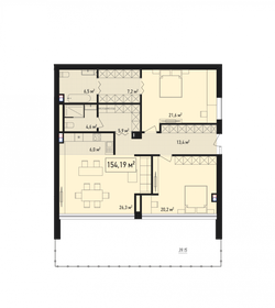 Квартира 154,7 м², 3-комнатная - изображение 1