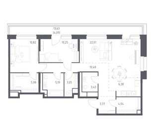 Квартира 89,1 м², 2-комнатная - изображение 1