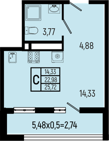 Квартира 25,7 м², студия - изображение 1