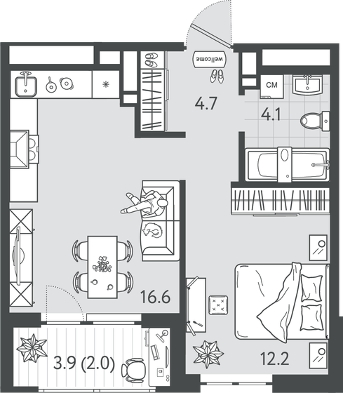 39,4 м², 1-комнатная квартира 13 500 000 ₽ - изображение 66