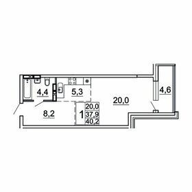Квартира 40,2 м², 1-комнатная - изображение 1