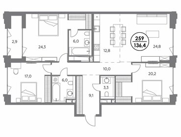 136,1 м², 3-комнатная квартира 106 500 000 ₽ - изображение 6