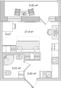 24,6 м², квартира-студия 5 490 000 ₽ - изображение 90