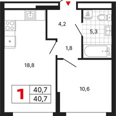 Квартира 40,7 м², 1-комнатная - изображение 2