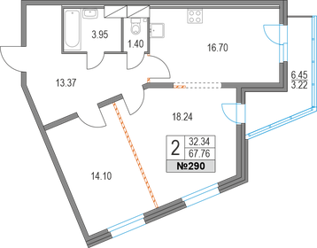 70,2 м², 2-комнатная квартира 17 500 000 ₽ - изображение 64