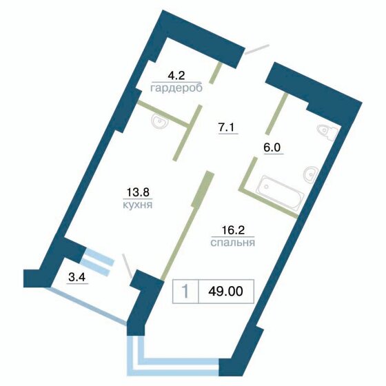 50,5 м², 1-комнатная квартира 9 544 500 ₽ - изображение 63