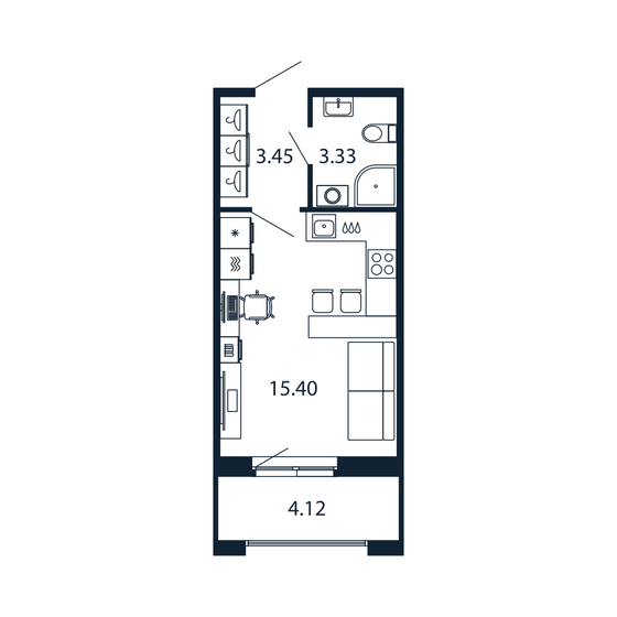 23,1 м², квартира-студия 3 540 420 ₽ - изображение 14