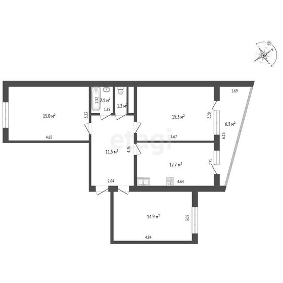 70,3 м², 2-комнатная квартира 42 390 900 ₽ - изображение 45