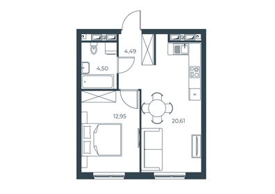 Квартира 42,6 м², 1-комнатная - изображение 1