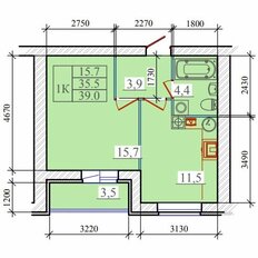 Квартира 39 м², 1-комнатная - изображение 2