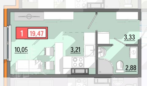Квартира 19,5 м², студия - изображение 1