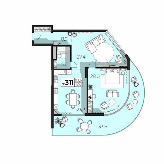99,2 м², 3-комнатные апартаменты 79 360 000 ₽ - изображение 27