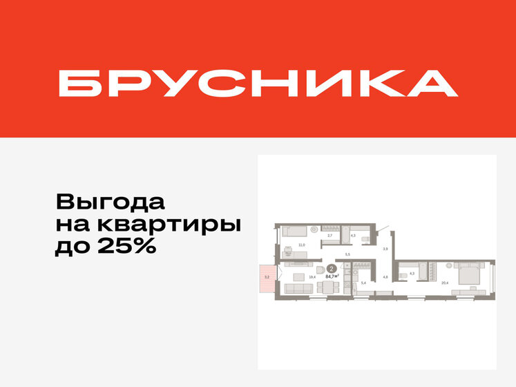 84,7 м², 2-комнатная квартира 12 830 000 ₽ - изображение 27