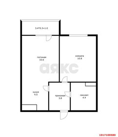Квартира 34,7 м², 1-комнатная - изображение 1