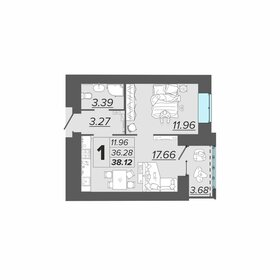 Квартира 38,1 м², 1-комнатная - изображение 1