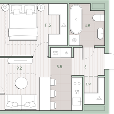 Квартира 35,6 м², 1-комнатная - изображение 2